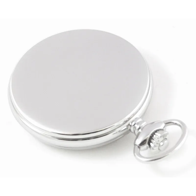 Dueber 312-310 Pocket Watch, Swiss Made Quartz Movement, Chrome Plated Steel Hunting Case