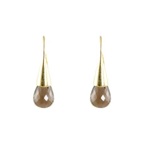 Earrings - Cone Smokey Quartz Gold Plated New Collection