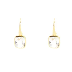 Earrings - Dangle Crystal Quartz Gold Plated Sterling Silver Bold Collection