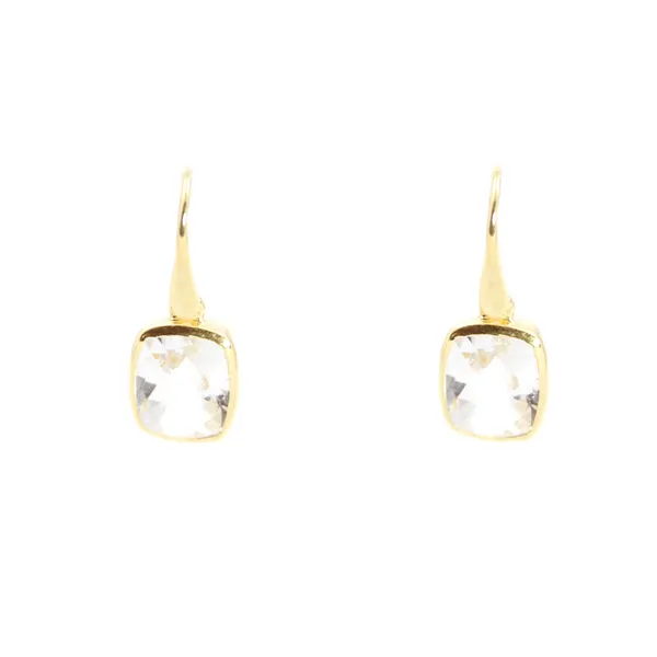 Earrings - Dangle Crystal Quartz Gold Plated Sterling Silver Bold Collection