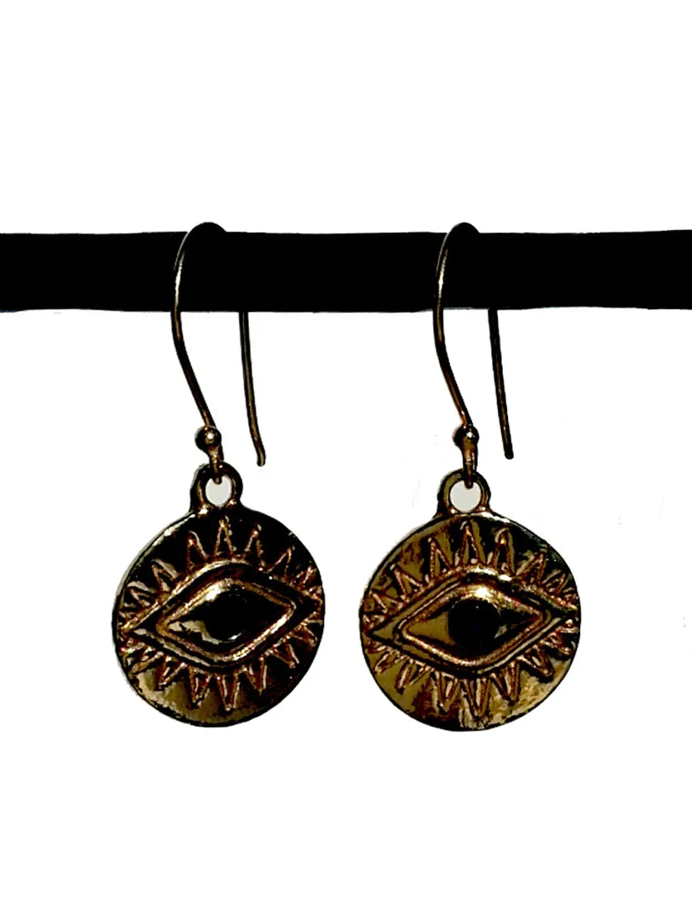 Earrings Gold Evil Eye with Blue Quartz