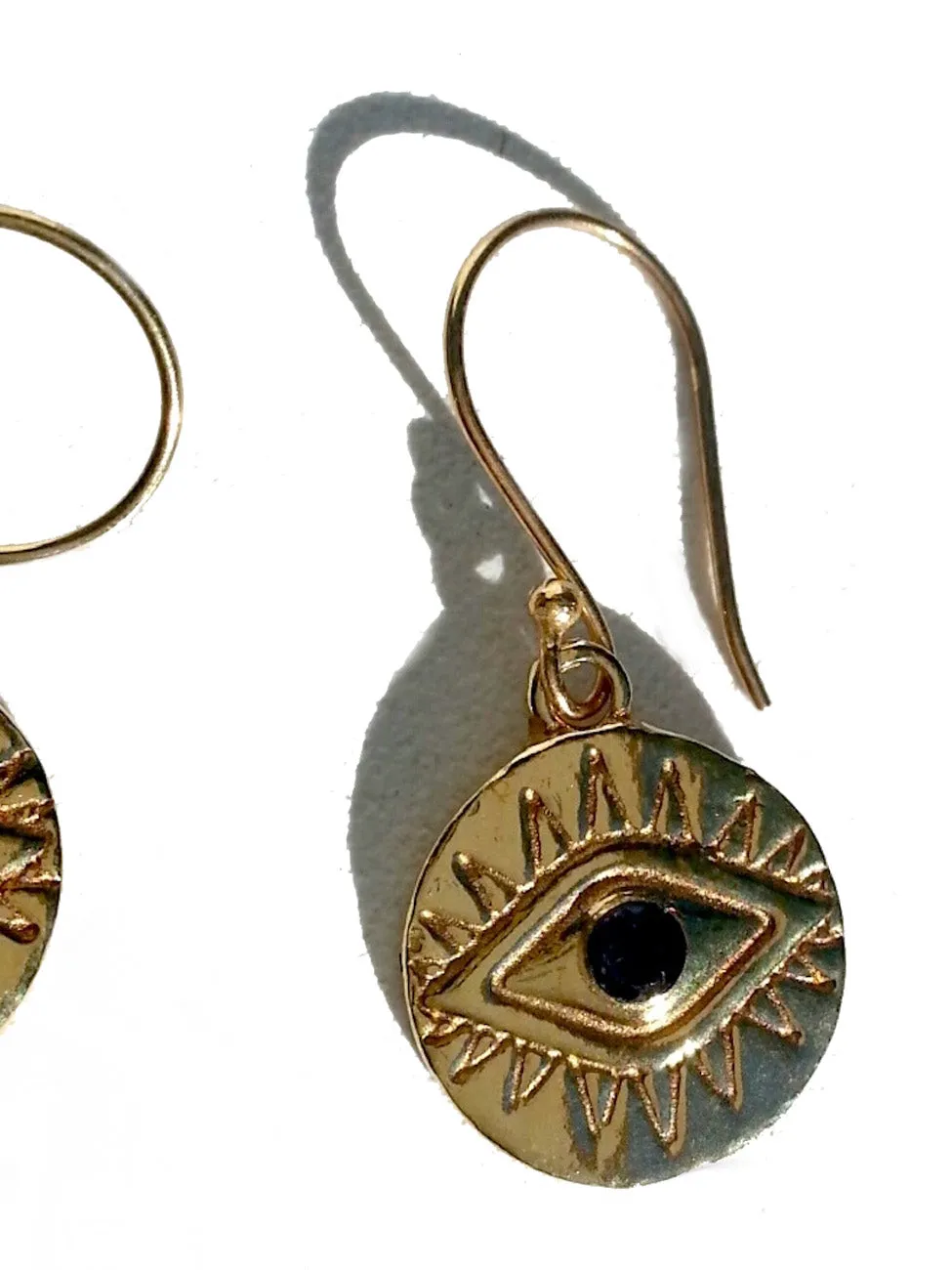 Earrings Gold Evil Eye with Blue Quartz