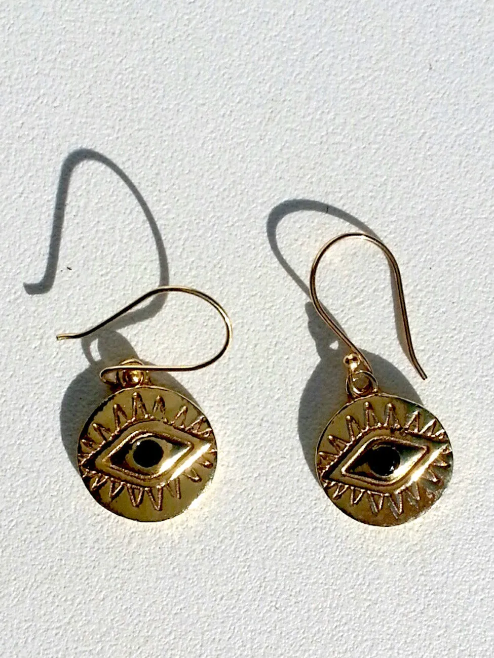 Earrings Gold Evil Eye with Blue Quartz