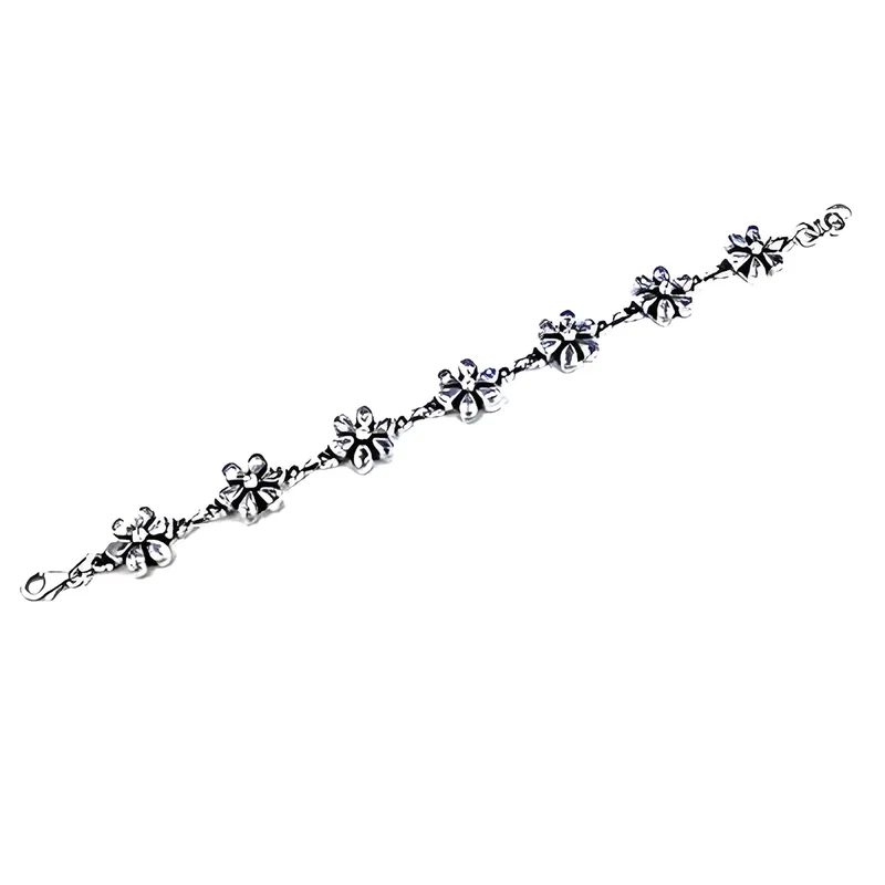 Elegant Cubic Zirconia Gemstone Silver Bracelet - Floral Design Stylish CZ Bracelet