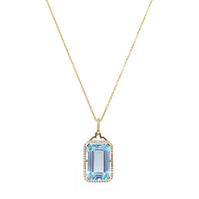 Emerald Cut Blue Topaz Necklace