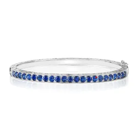 Engraved Blue Sapphire Bangle