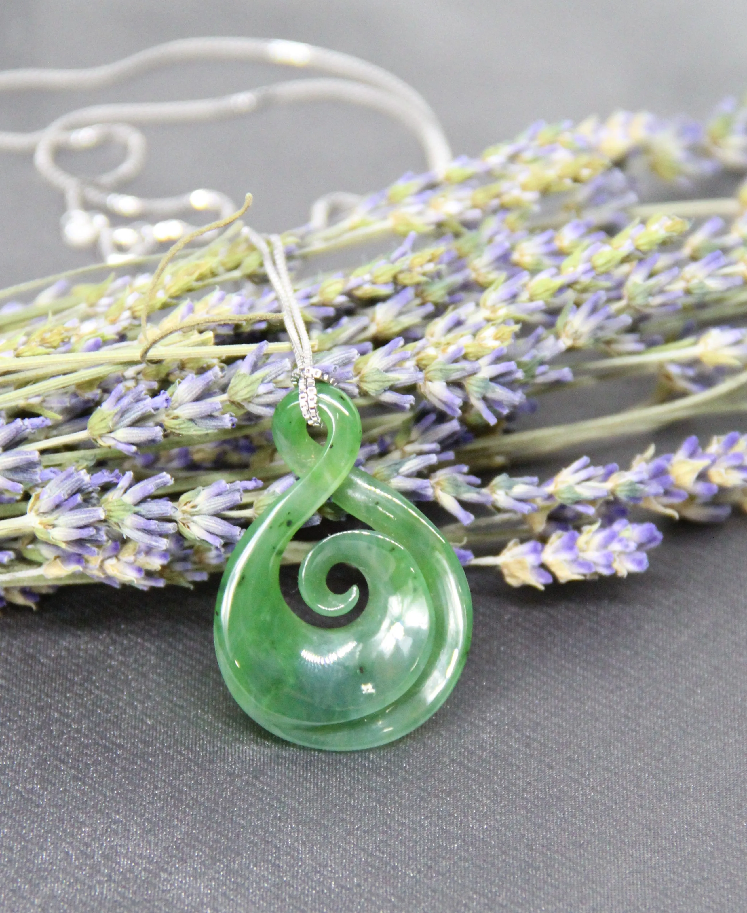 Eternal Lucky Jade Koru Pendant  #1111