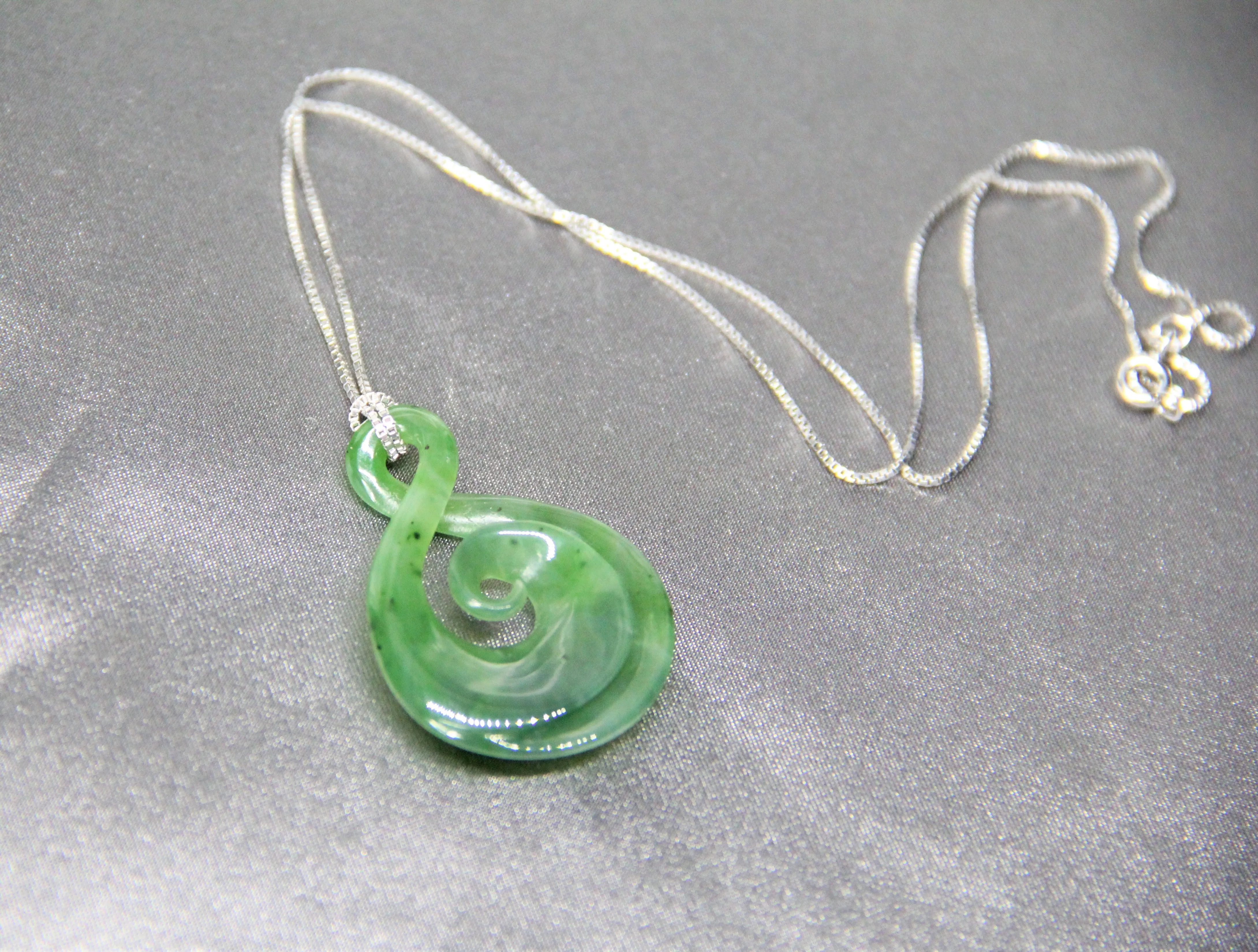 Eternal Lucky Jade Koru Pendant  #1111