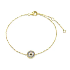 FANCIME Blue Evil Eye 14k Solid Yellow Gold Bracelet