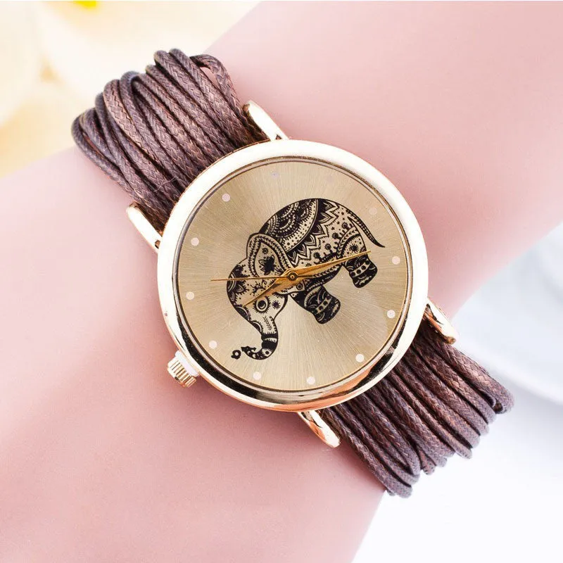 Fashion Elephant Bracelet Quartz Watch Women Wrist Watches Ladies Rope Chain Wristwatch quartz-watch Clock