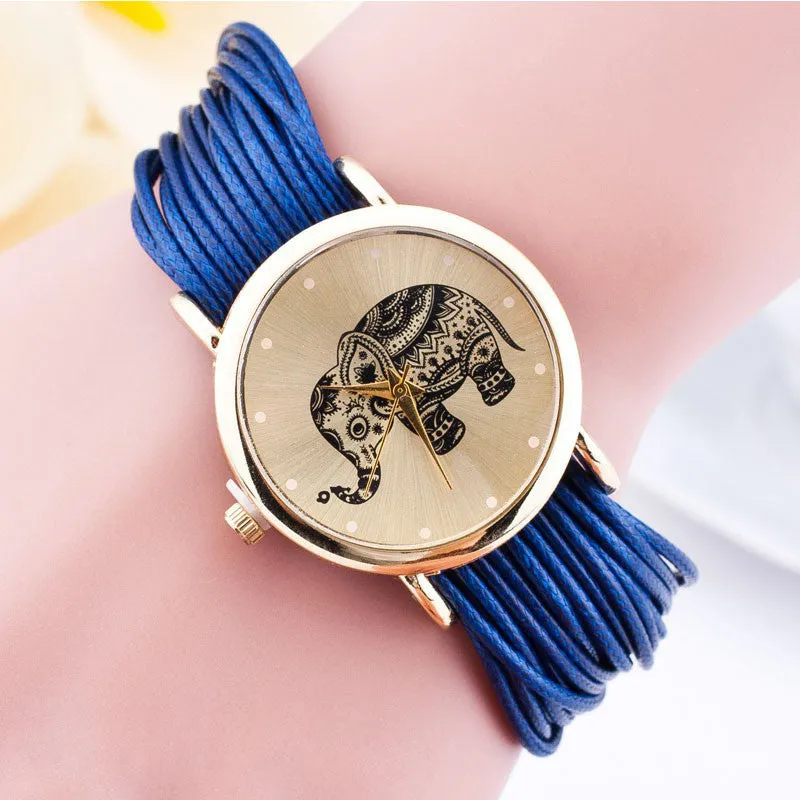 Fashion Elephant Bracelet Quartz Watch Women Wrist Watches Ladies Rope Chain Wristwatch quartz-watch Clock