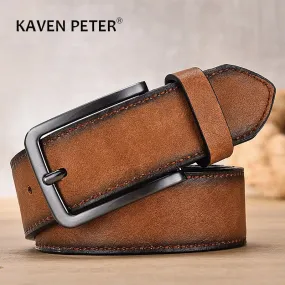 Fashion Vintage Pu Leather Belt Male Famous Brand Luxury Designer Retro Cowboy Brown Jeans Trouser Waist Belts For Man