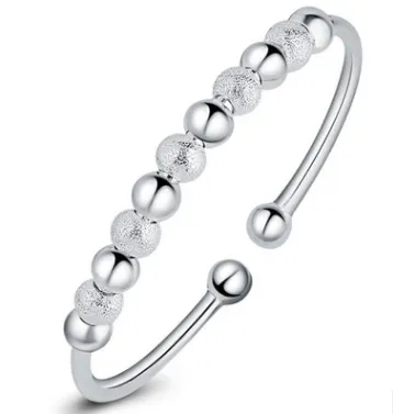 Female's Nine Turns Silver Pearl Bracelet