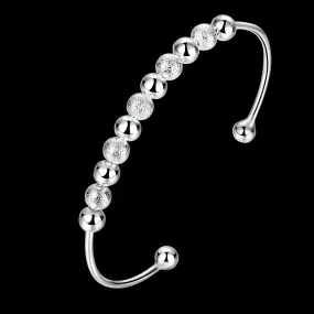 Female's Nine Turns Silver Pearl Bracelet