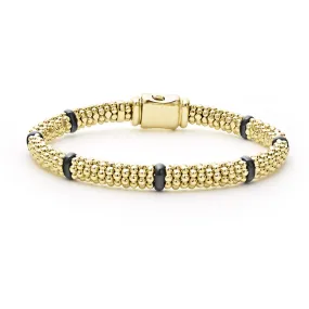 Five Ceramic Station Gold Rope Bracelet