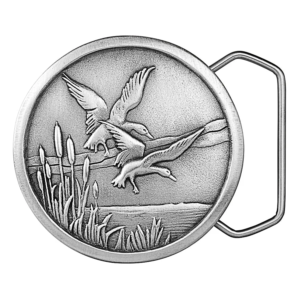 Flying Ducks Belt Buckle Pewter