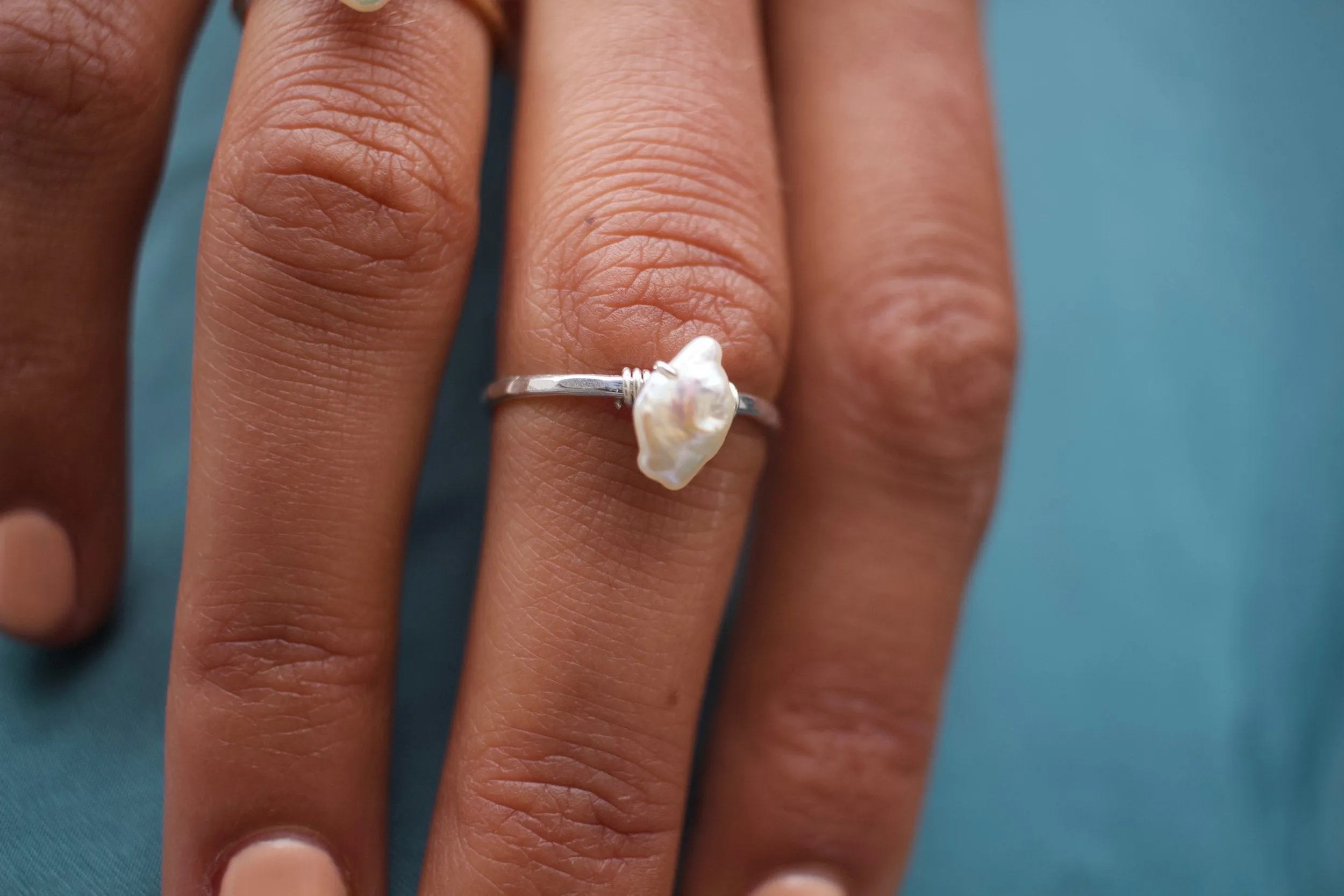 Freshwater Keshi Pearl Ring by Toasted Jewelry