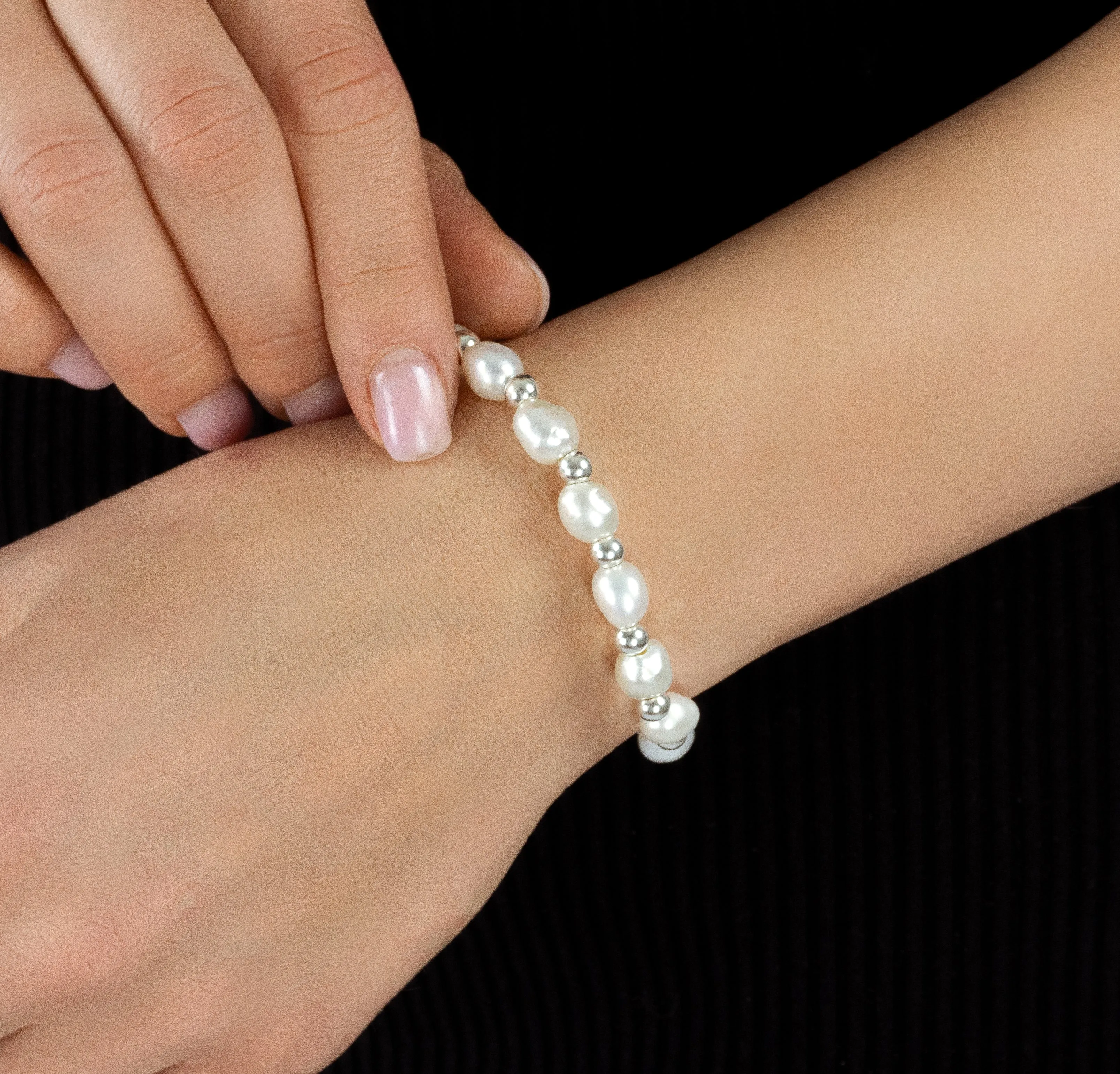 Freshwater Pearl 925 Sterling Silver Bracelets, Sterling Silver Bracelets, Pearl Bracelets, Stacked Bracelets