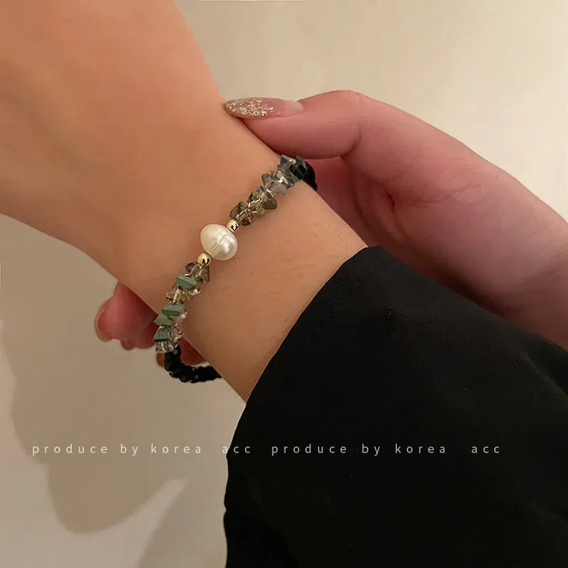 Freshwater Pearl Crystal Adjustable Length Bracelet