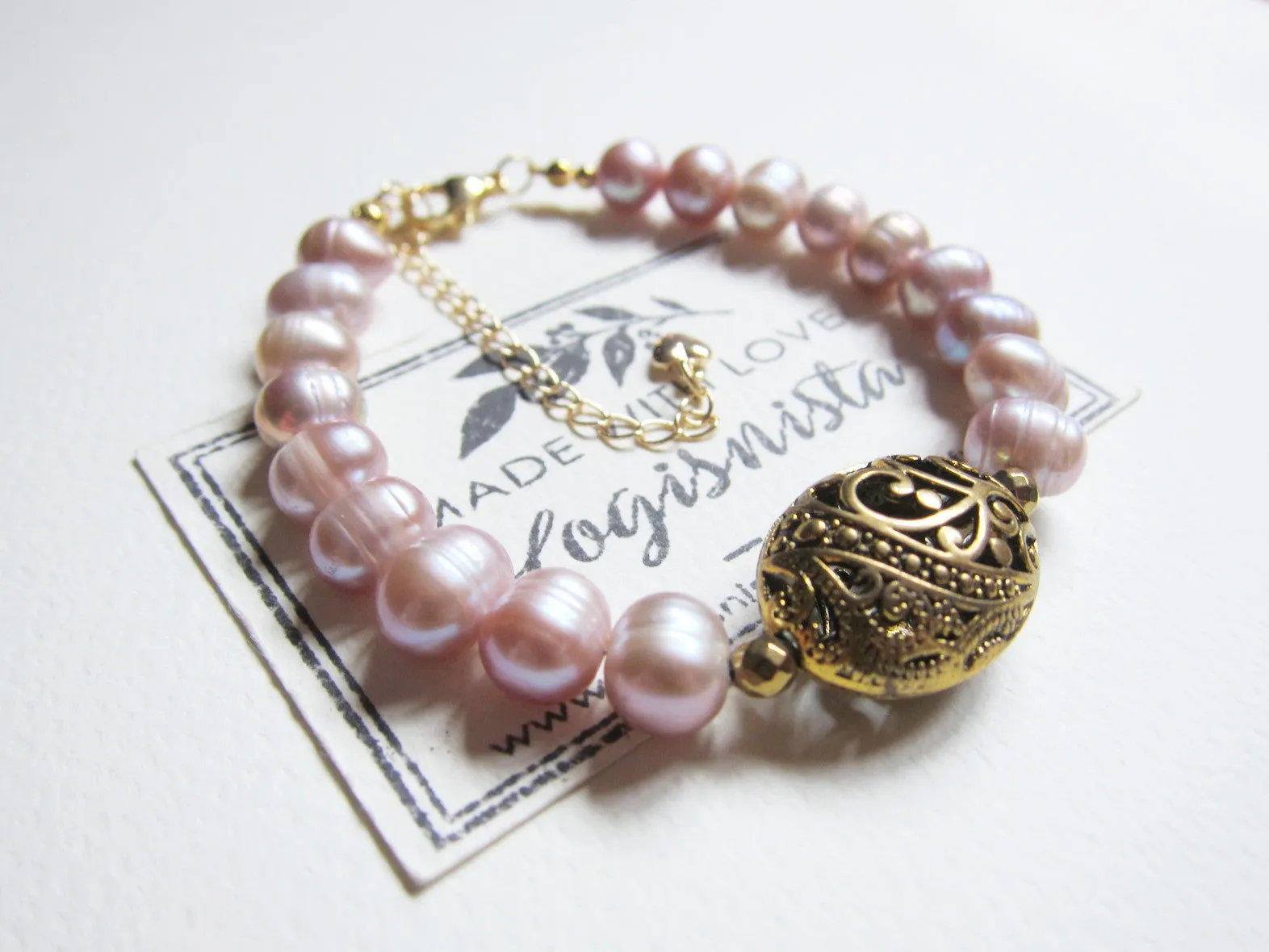 Freshwater Pink Baroque Pearl Bracelet - Balance, Fertility, Calming, Happiness