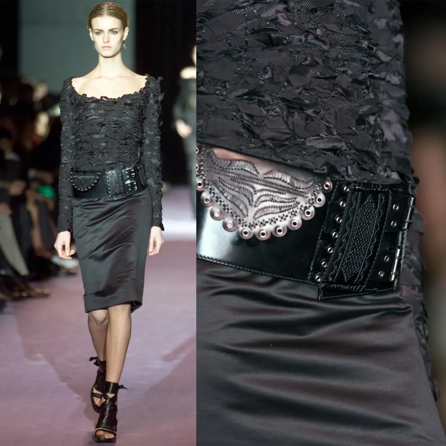 F/W 2001 Tom Ford for Yves Saint Laurent Black Leather Wide Belt