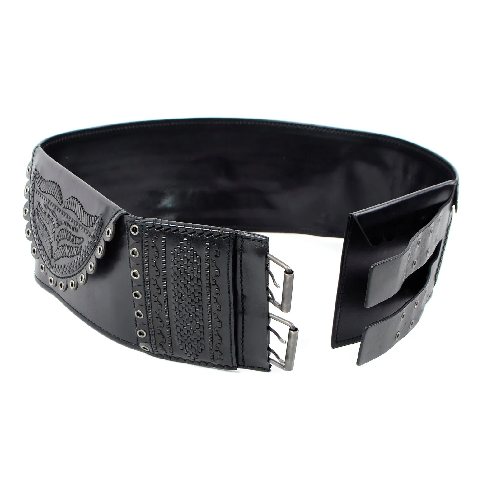 F/W 2001 Tom Ford for Yves Saint Laurent Black Leather Wide Belt