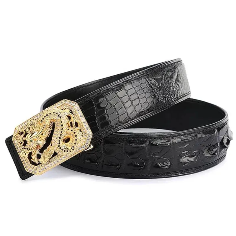 Genuine Crocodile Leather Belt for Men – Dragon Buckle, High Quality