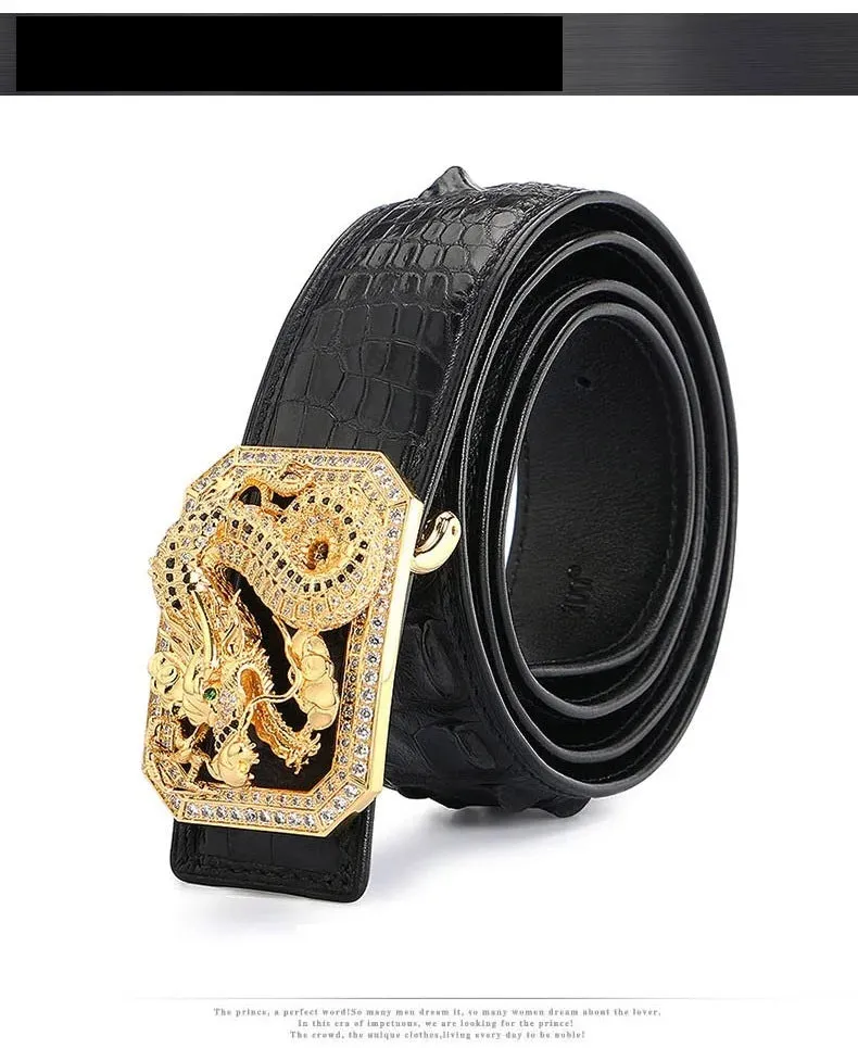 Genuine Crocodile Leather Belt for Men – Dragon Buckle, High Quality