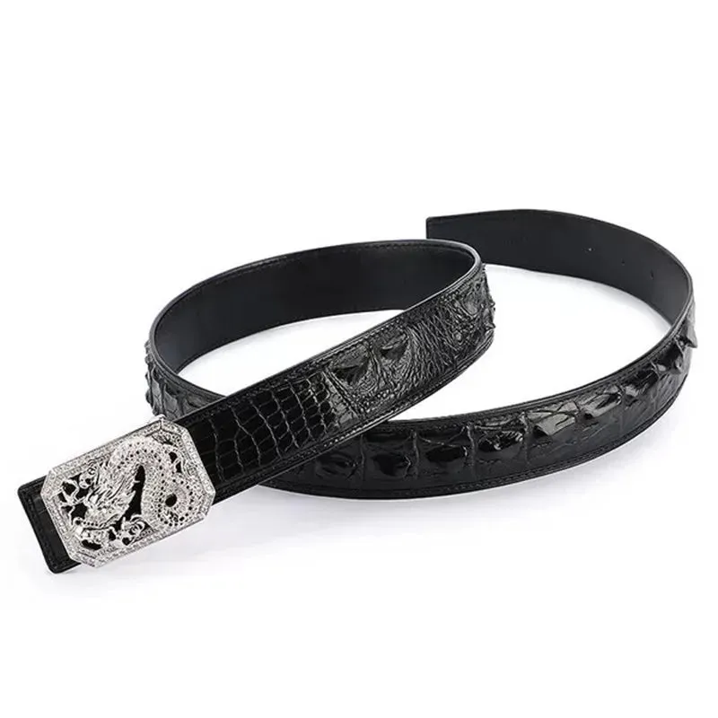 Genuine Crocodile Leather Belt for Men – Dragon Buckle, High Quality