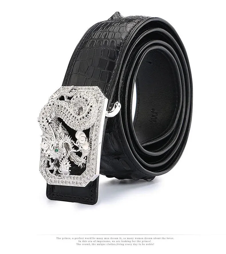 Genuine Crocodile Leather Belt for Men – Dragon Buckle, High Quality