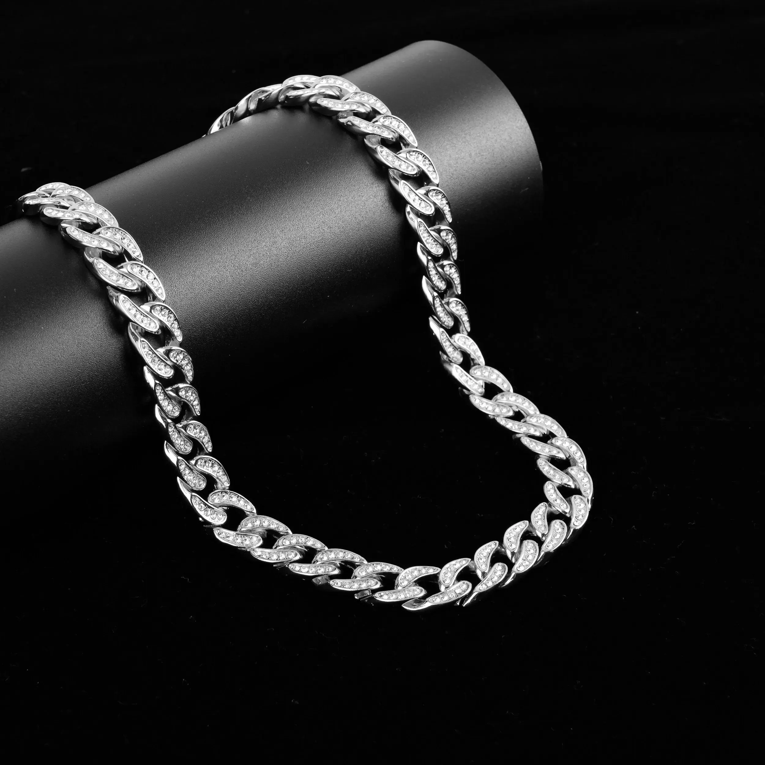 Glittering 13MM Rhinestone Cuban Link Chain