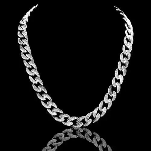 Glittering 13MM Rhinestone Cuban Link Chain