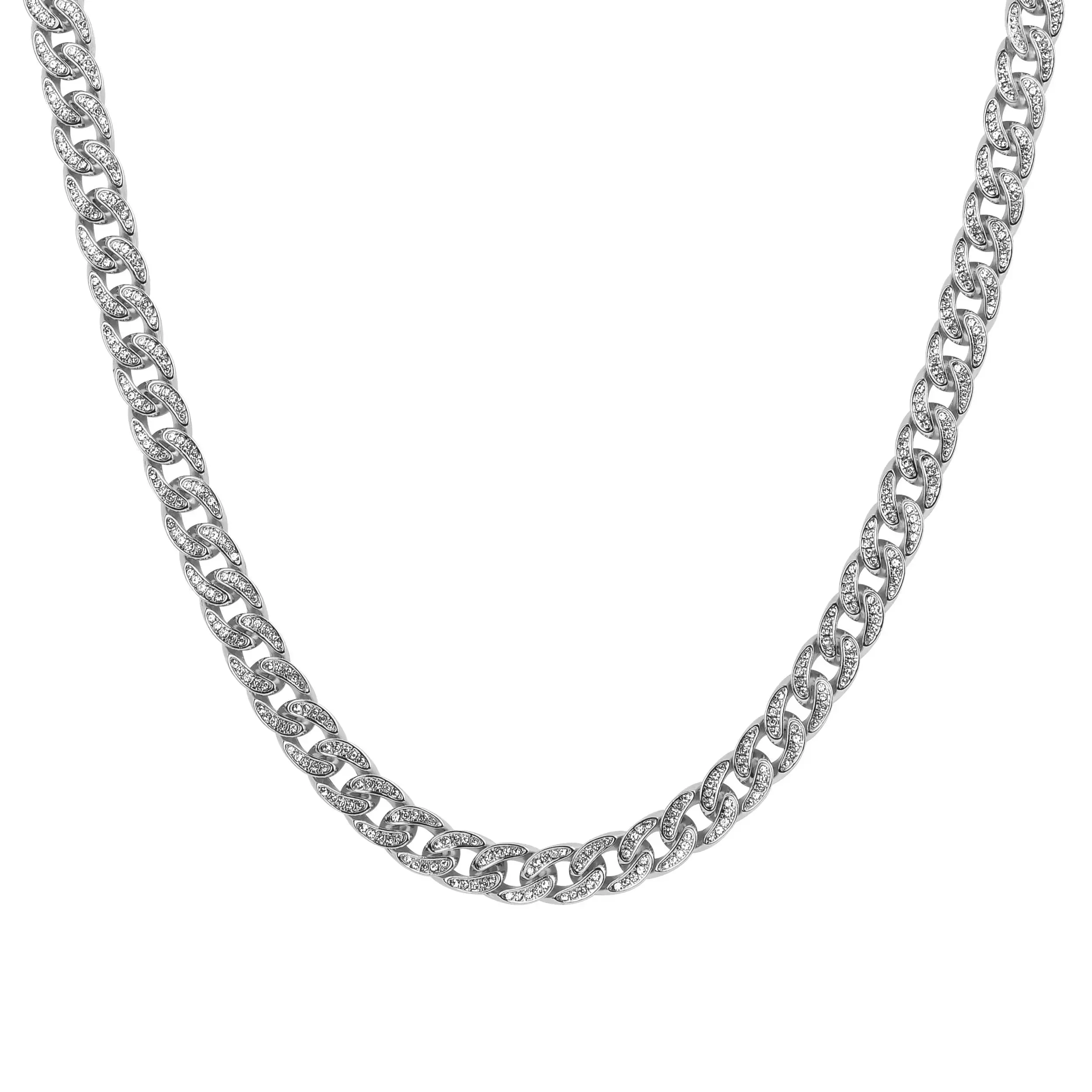 Glittering 13MM Rhinestone Cuban Link Chain