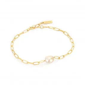 Gold Pearl Sparkle Chunky Chain Bracelet B043-03G