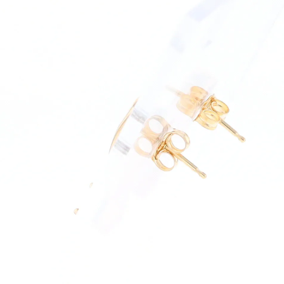 Gold Quartz Earrings Rectangle Inlaid Design with 0.11ct Diamonds & Trillion Cut Tanzanite