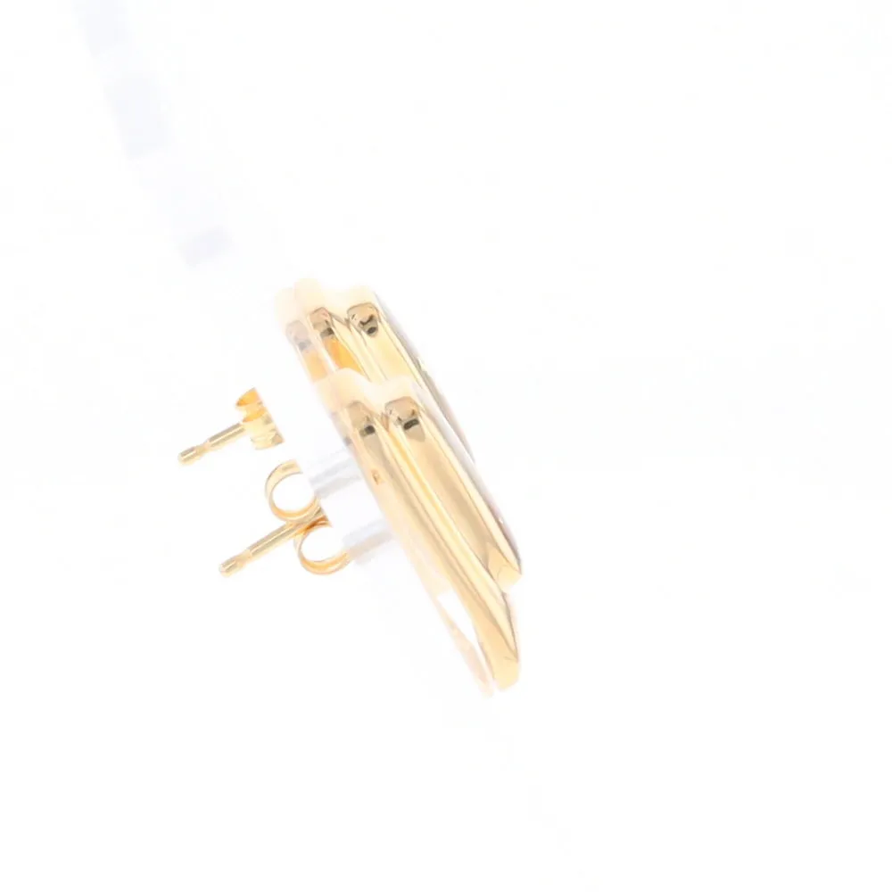 Gold Quartz Earrings Rectangle Inlaid Design