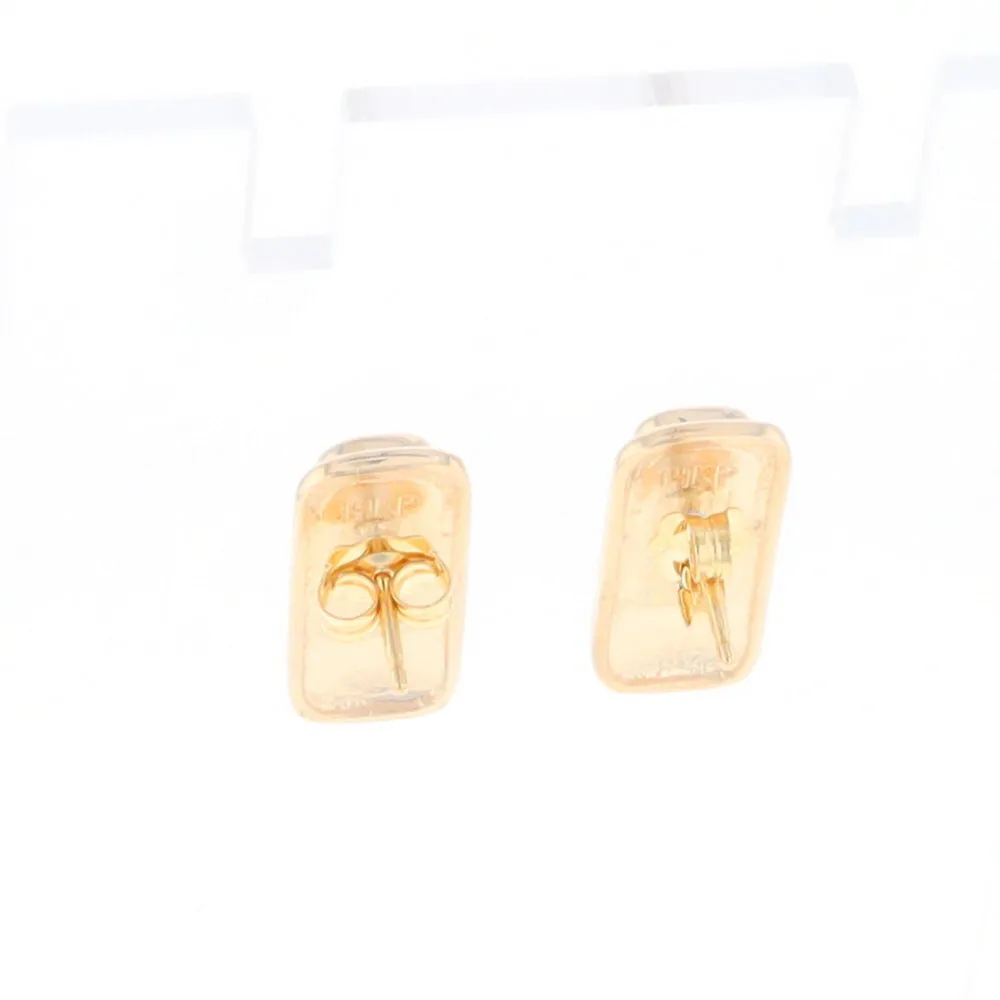 Gold Quartz Earrings Rectangle Inlaid Design