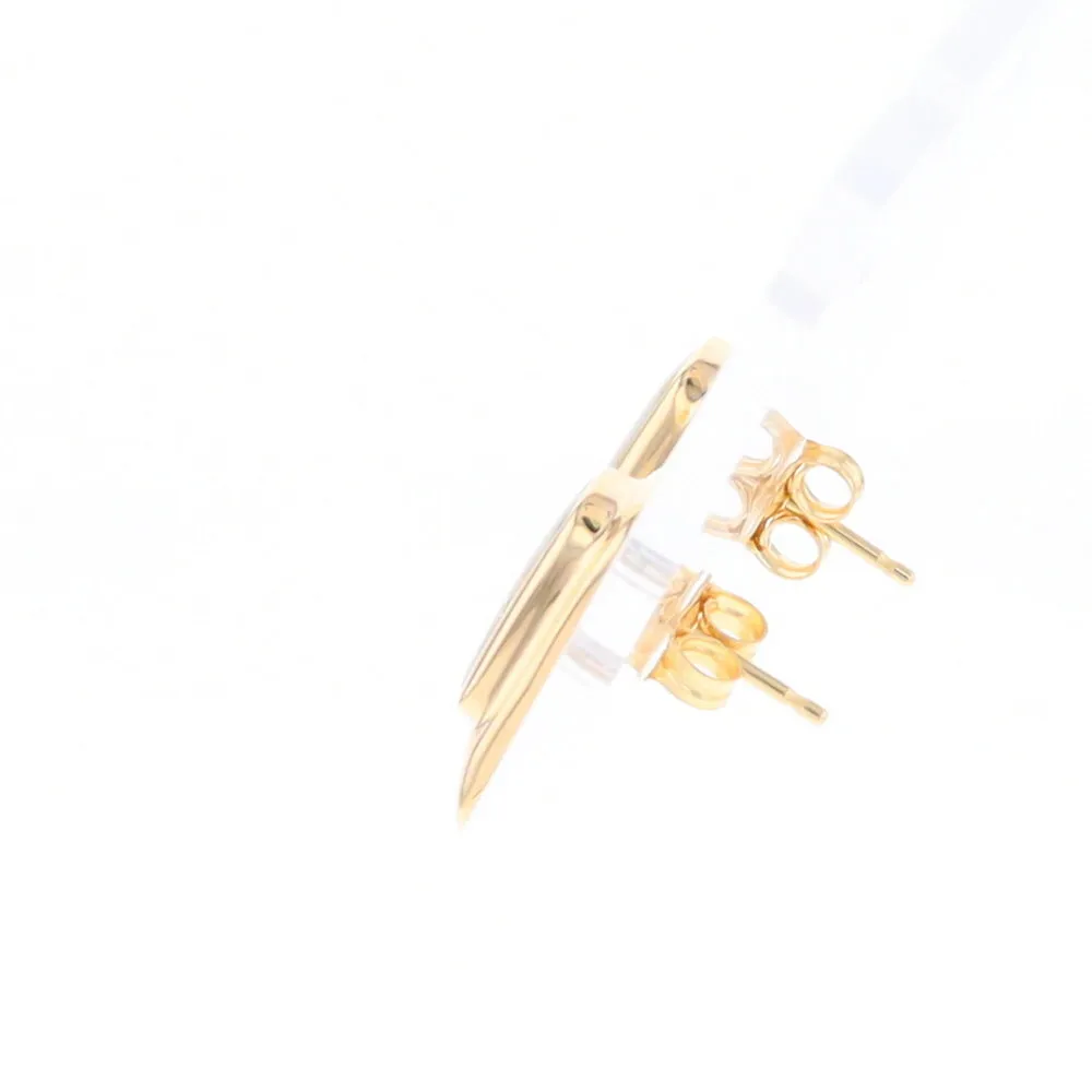 Gold Quartz Earrings Rectangle Inlaid Design