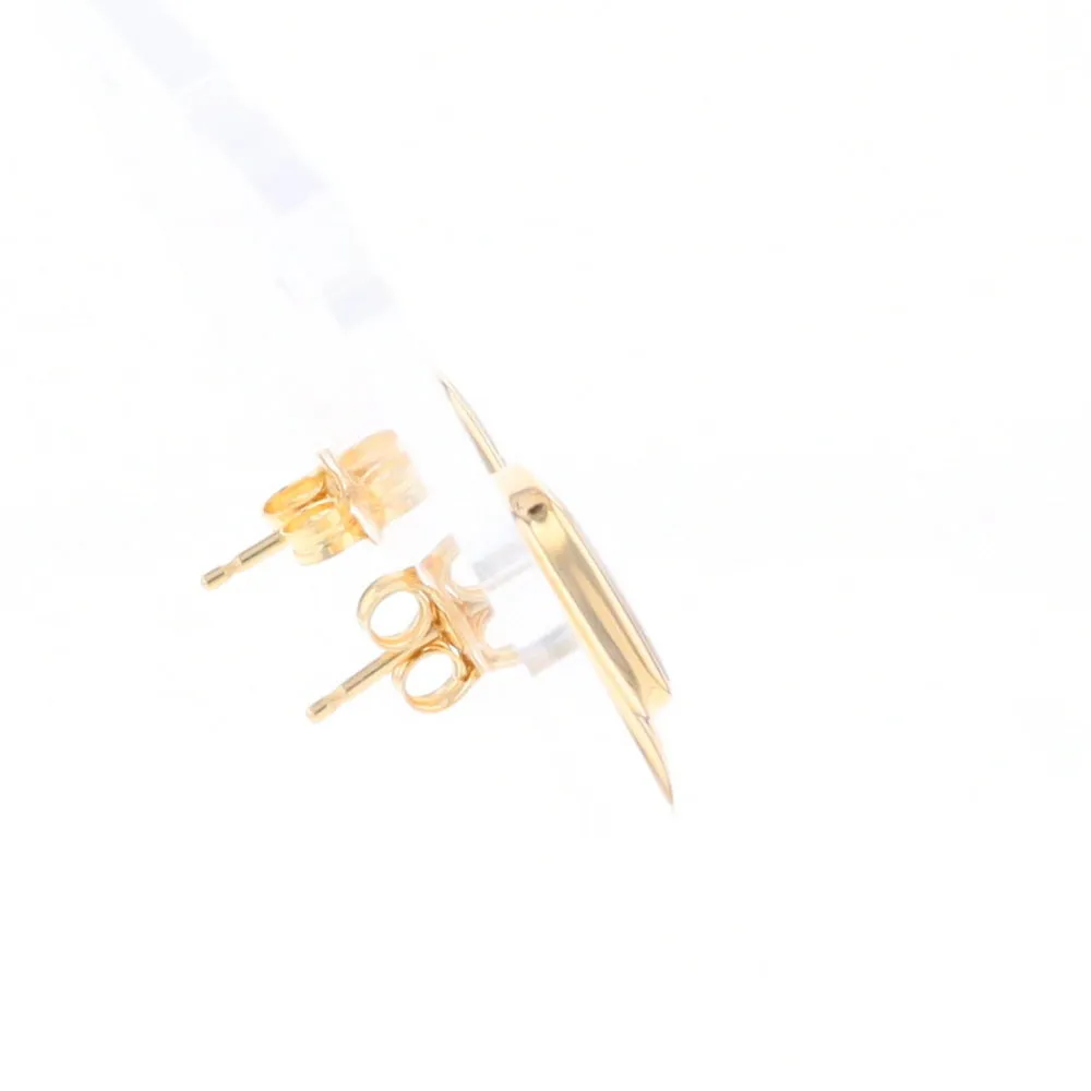 Gold Quartz Earrings Rectangle Inlaid Design