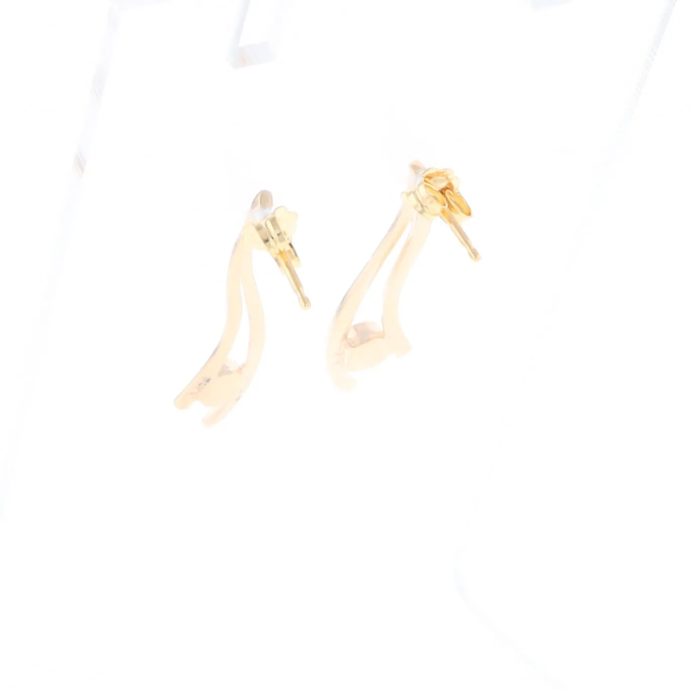 Gold Quartz Round Double Curved Bar Earrings - G2