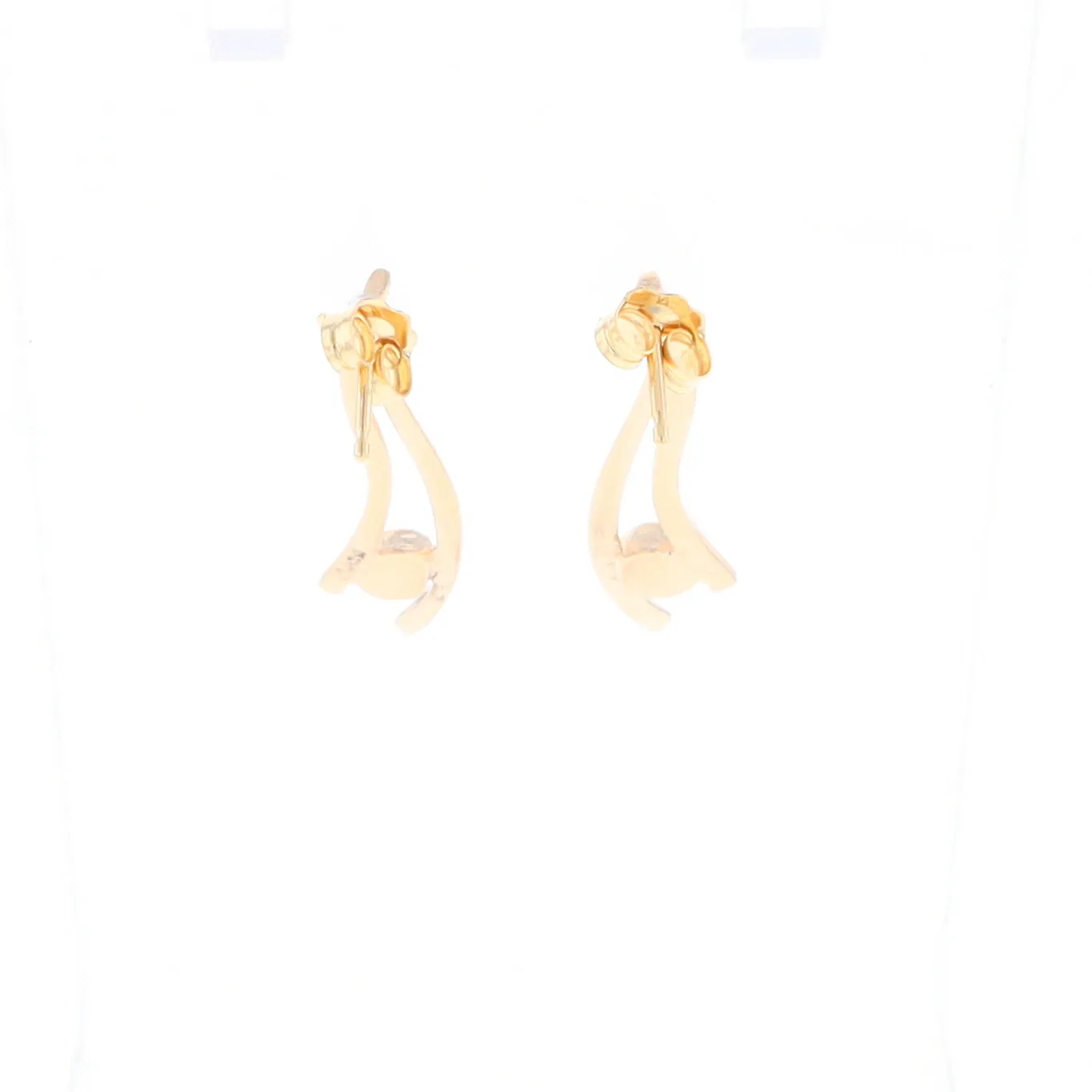 Gold Quartz Round Double Curved Bar Earrings - G2