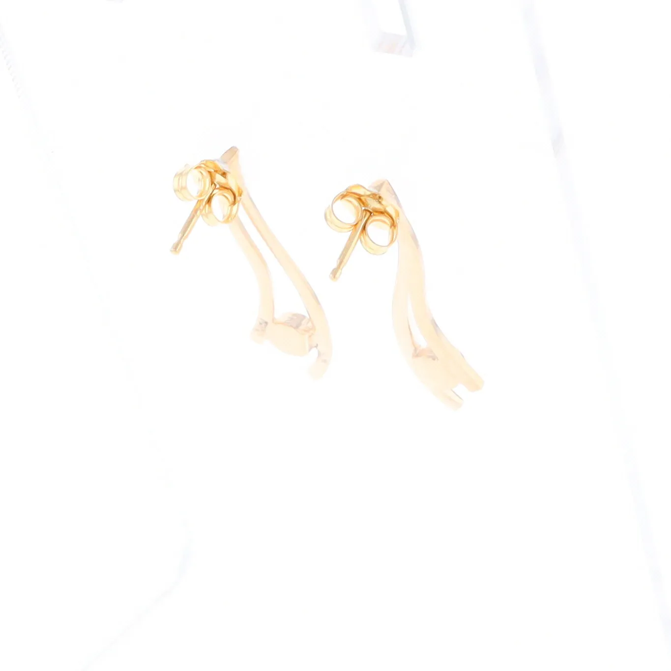 Gold Quartz Round Double Curved Bar Earrings - G2