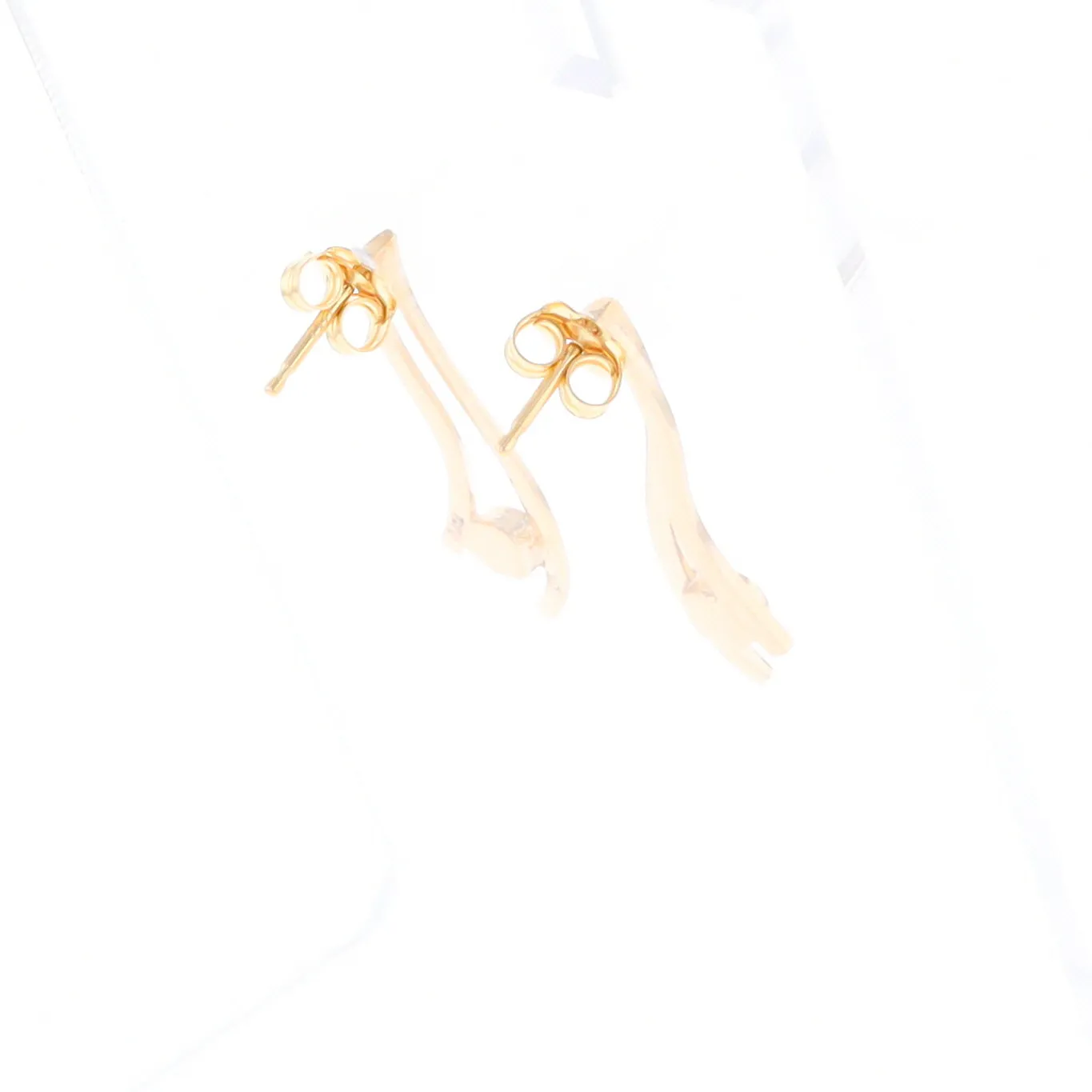 Gold Quartz Round Double Curved Bar Earrings - G2