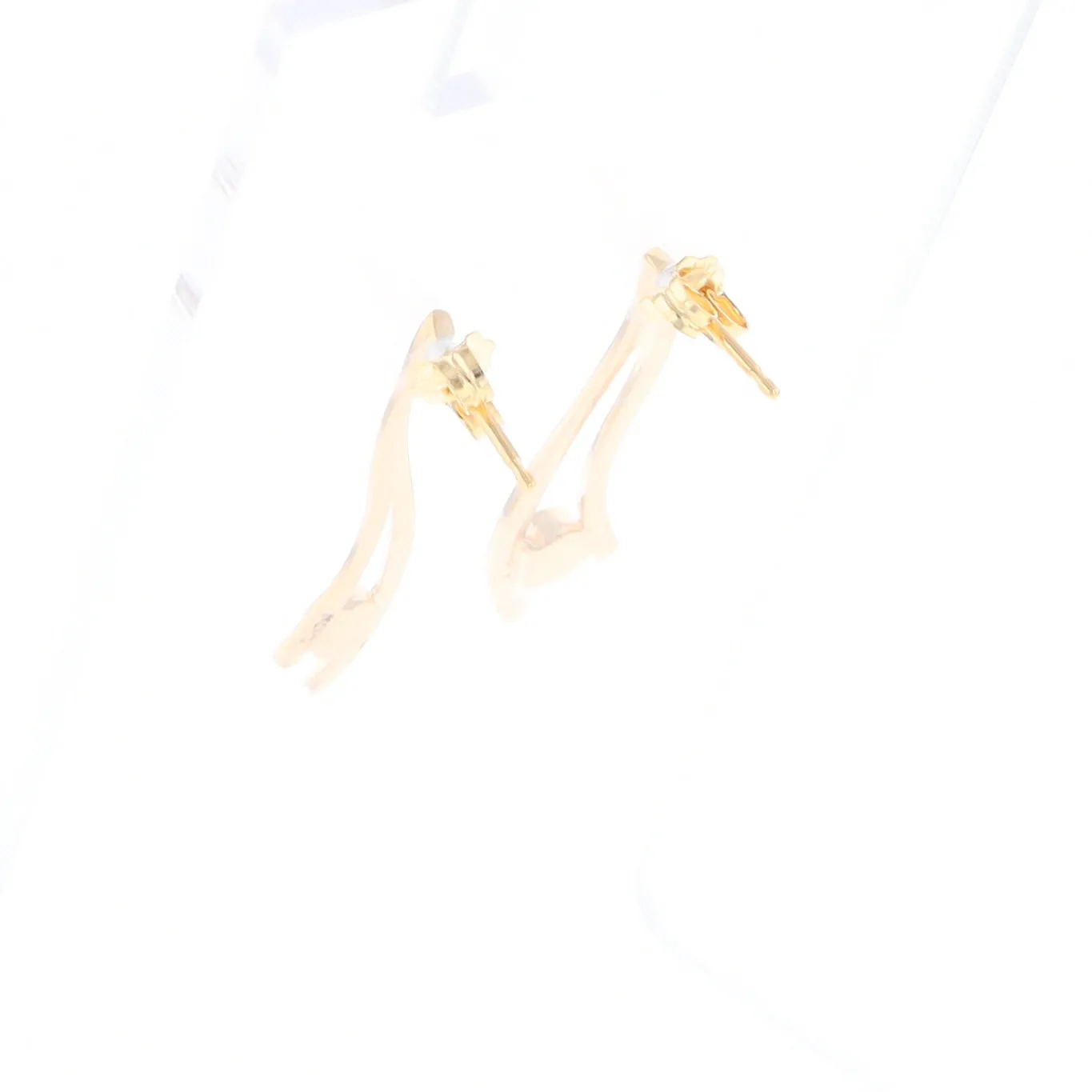 Gold Quartz Round Double Curved Bar Earrings - G2