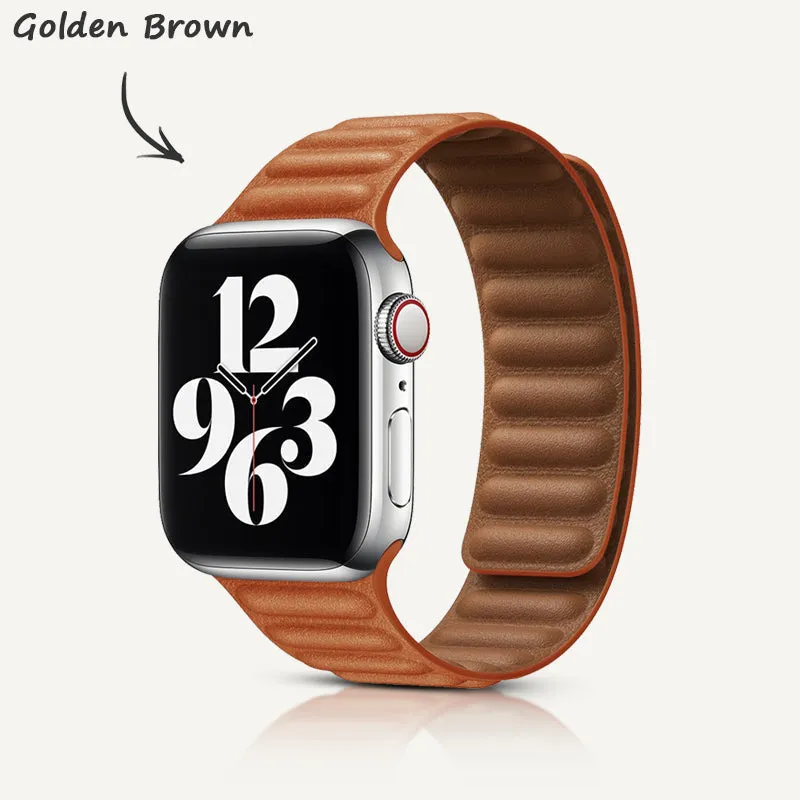 Golden Brown | Leather Link Magnetic Strap