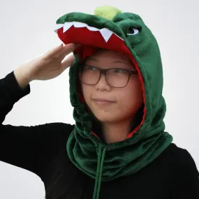 Green Dinosaur Kigurumi Neck warmer Hooded animal hat