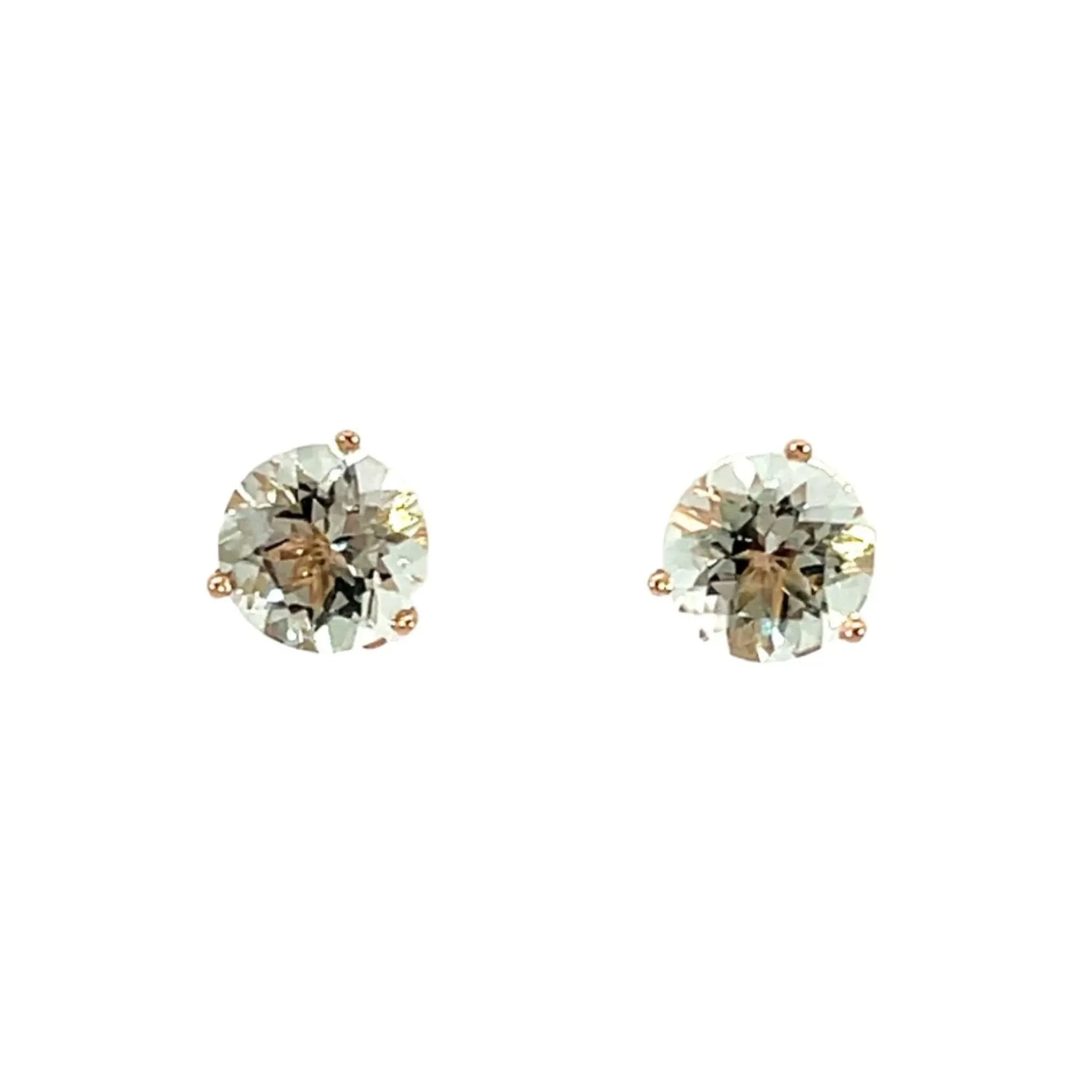 Green Quartz Studs with 18k Rose Gold