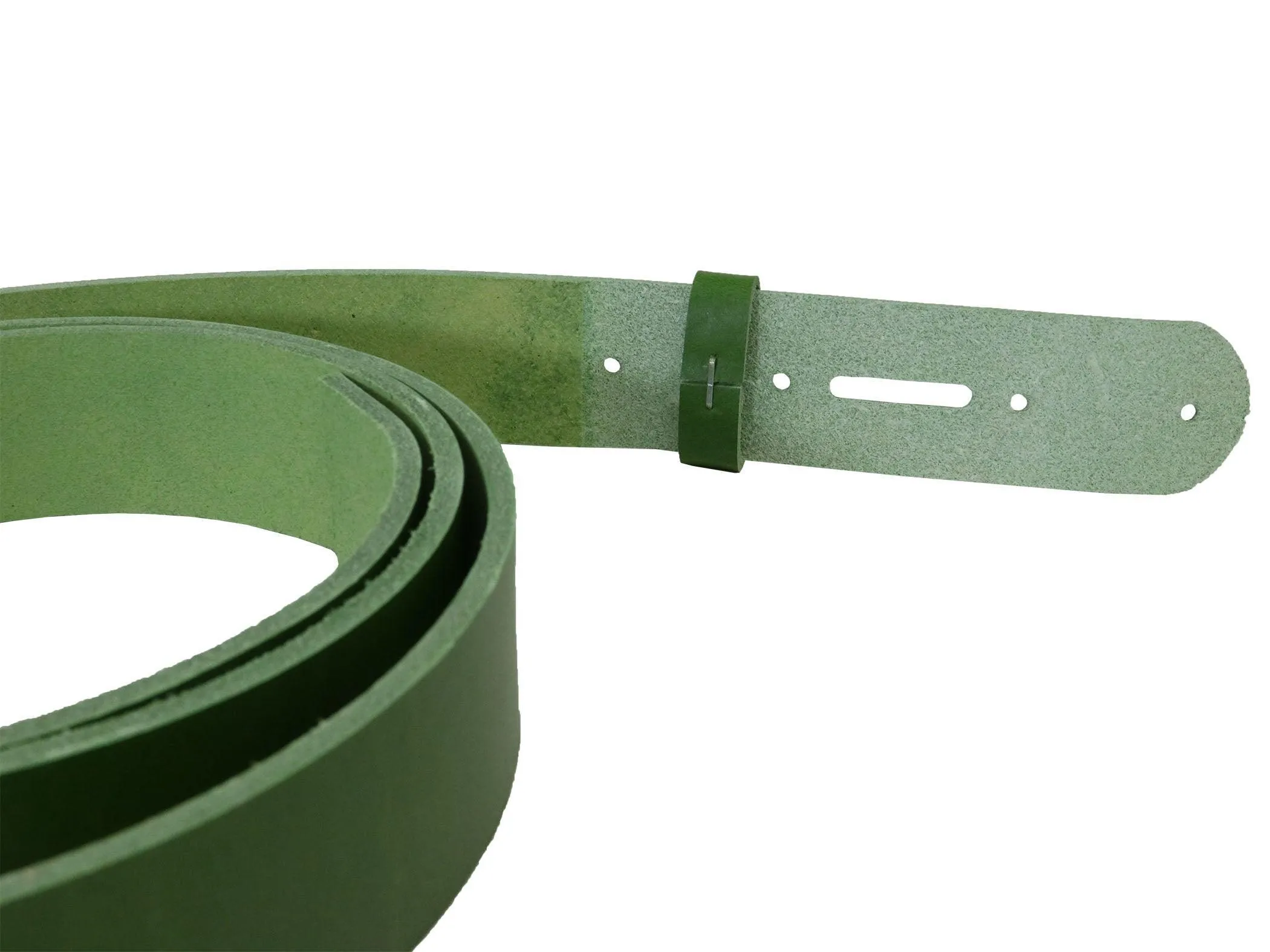 Green Vegetable Tanned Leather Belt Blank w/ Matching Keeper - 60-72" Length