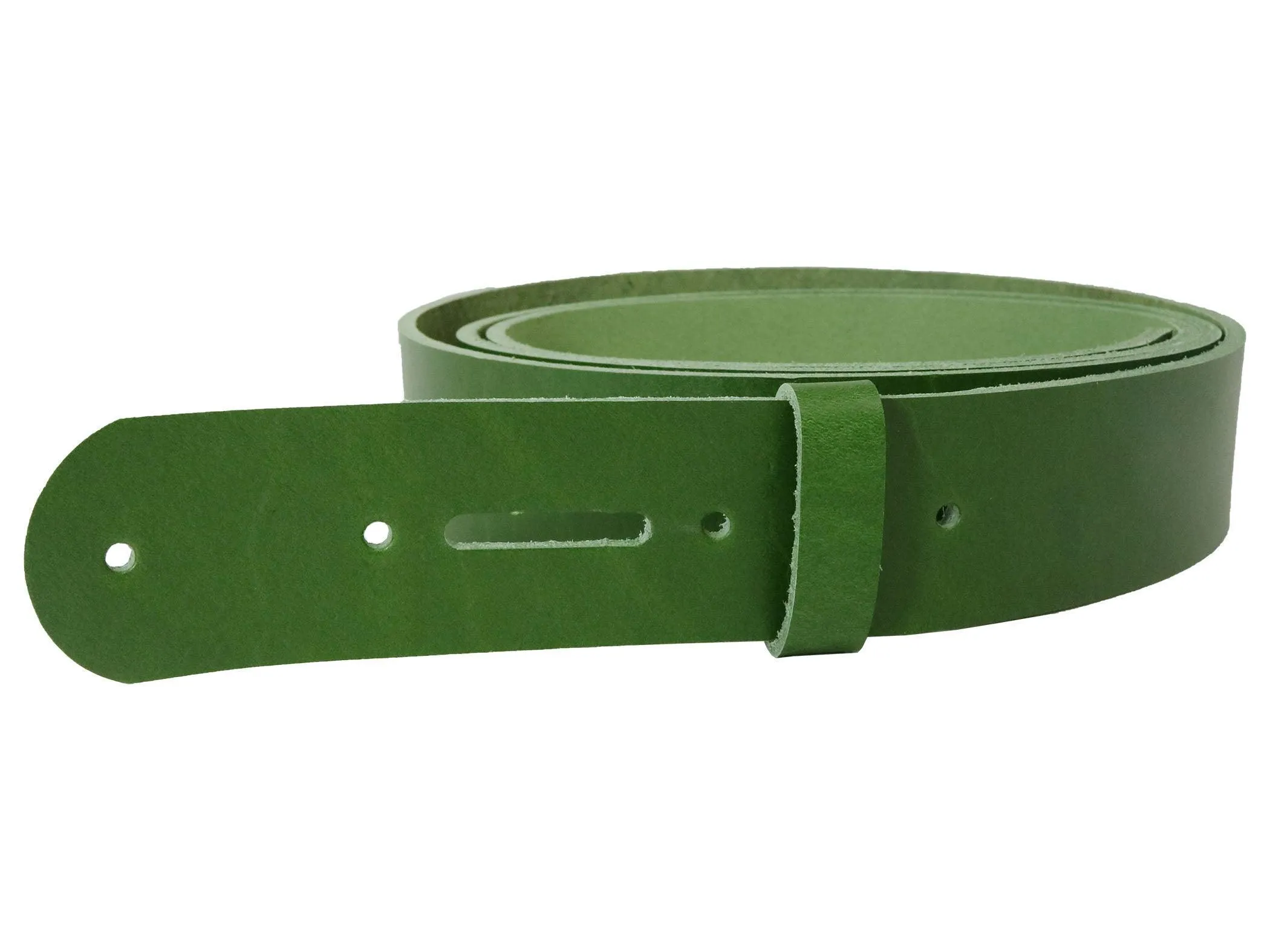 Green Vegetable Tanned Leather Belt Blank w/ Matching Keeper - 60-72" Length