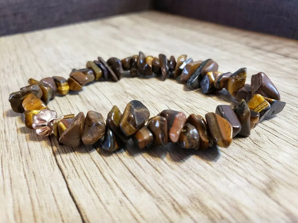 Hand Crafted, Natural Freefrom Tiger's Eye Stretch Bracelet. One size fits most